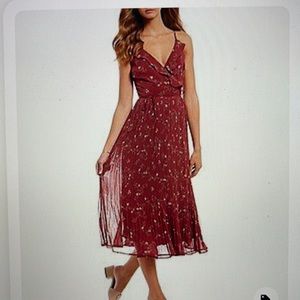 Pleated midi wrap dress